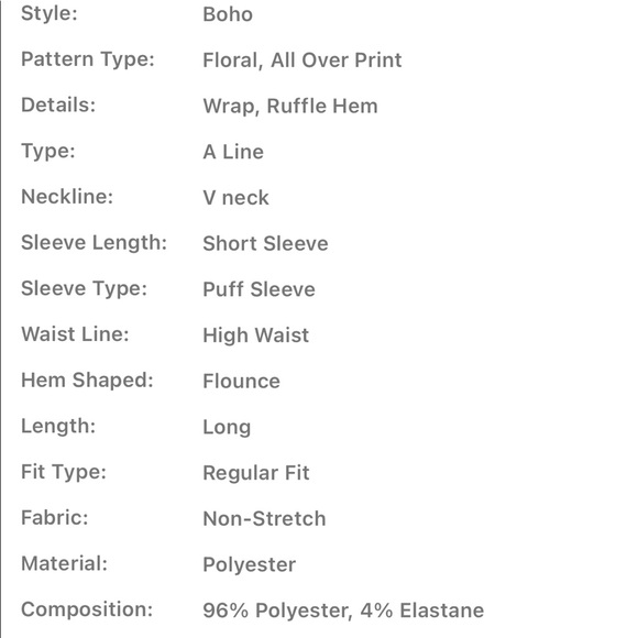 Boho Bohemian Gypsy Floral Print Puff Sleeve  Surplice Neck Dress White Blue - Picture 9 of 9